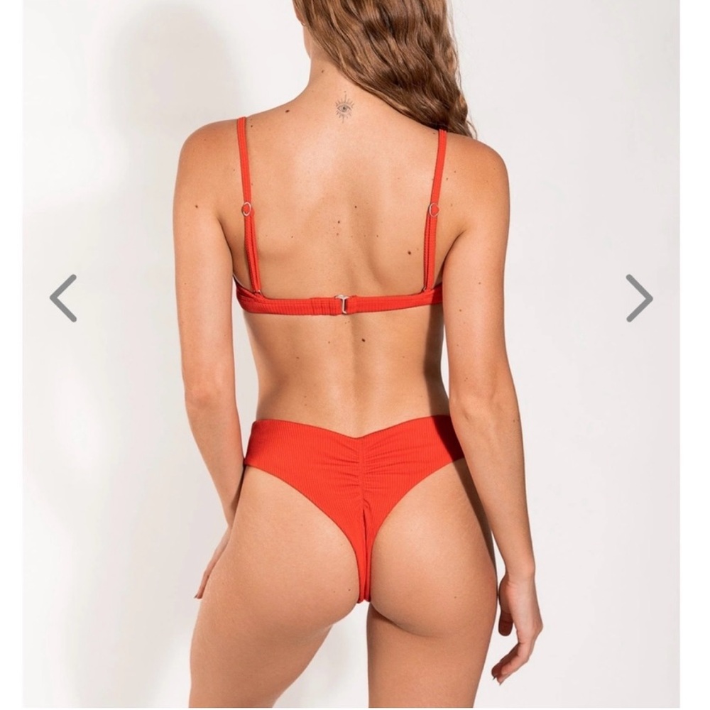 Oneone swim red ribbed bikini set size Small - Picture 2 of 4